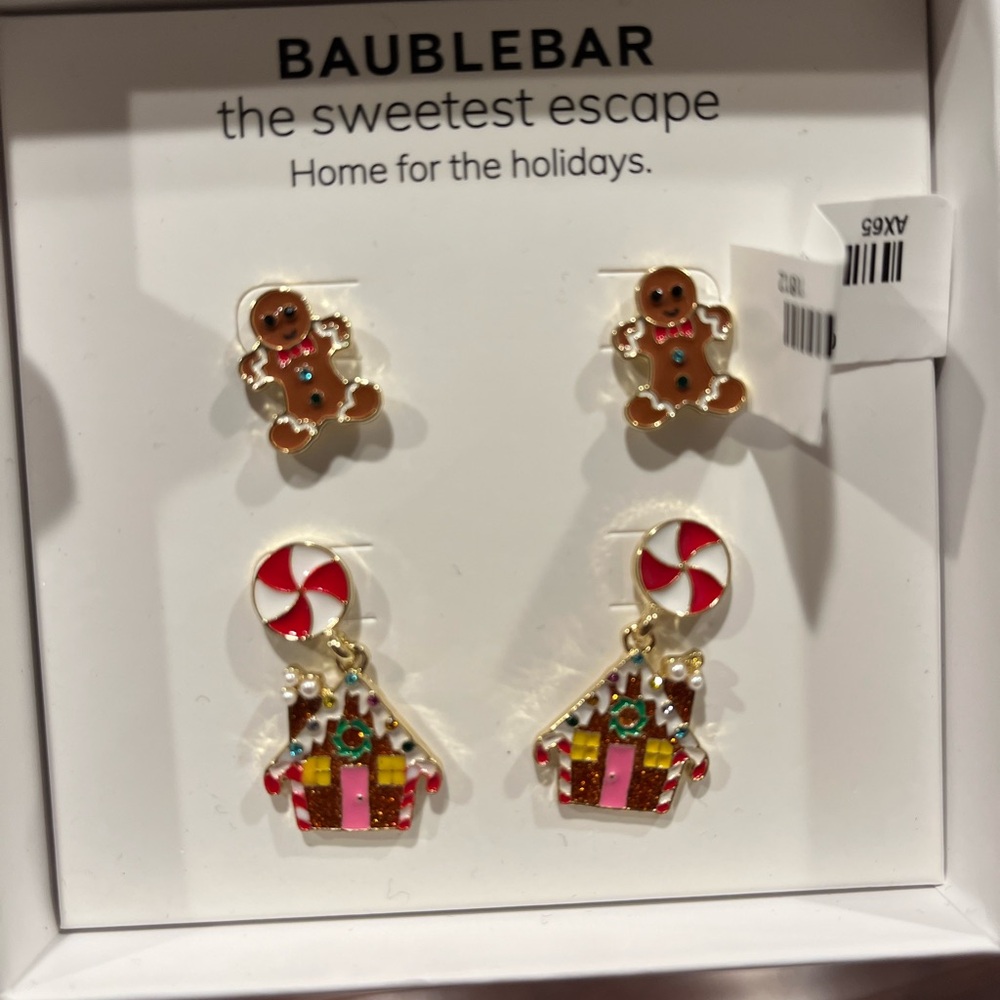 BaubleBar Festive Gingerbread and Candy Christmas Earrings